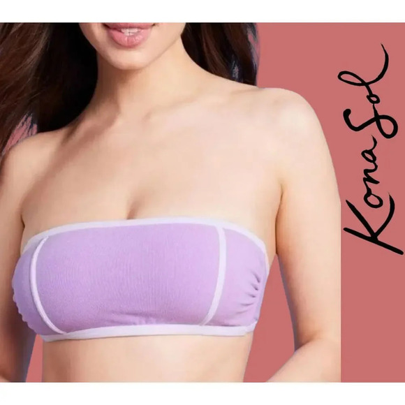 Kona Sol Women’s Purple Terry Textured Bandeau Bikini Top XL NWOT - Picture 6 of 6